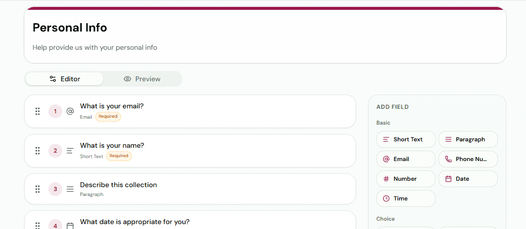 Custom Forms Screen Preview